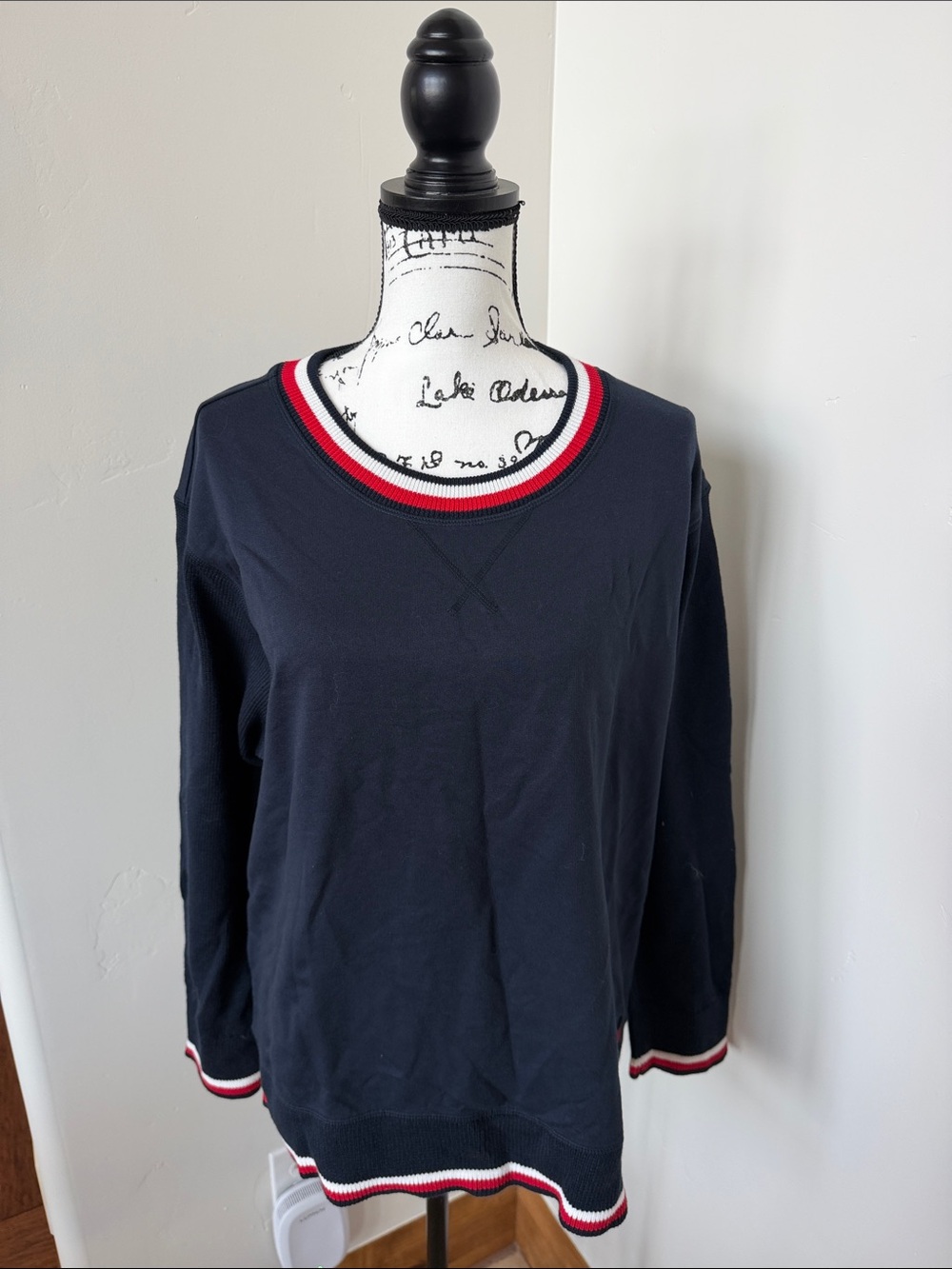 Tommy Hilfiger Navy Sweatshirt with Red & White Trim